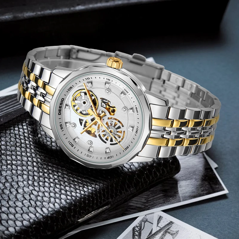 

Deesio Luxury Design Watch N830B Hollow Automatic Movement Mechanical Watches Waterproof 30m Men's Wristwatch Clock Gift for Men