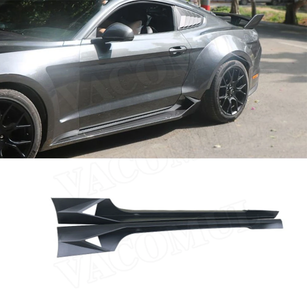 

VACOMUL 2Pcs Carbon Fiber Car Side Skirts Body Apron Lip For Ford Mustang Coupe 2 Door 2018 - 2020 FRP/PP Material Side Lips