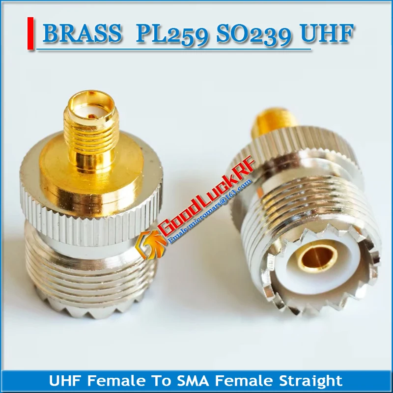 SMA To UHF PL259 SO239 Connector Coax Socket UHF Female To SMA Female Plug UHF - SMA Brass Straight RF Coaxial Adapters