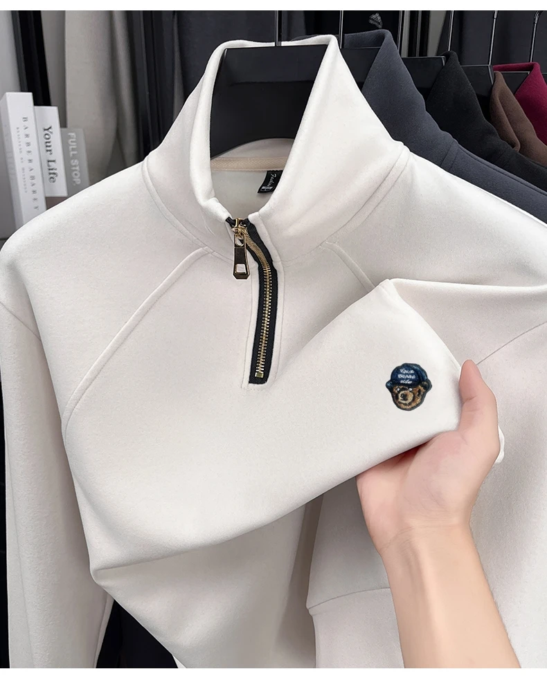 المبيعات الساخنة الكرتون الدب التطريز سستة البلوز ضوء العلامة التجارية الفاخرة الرجال هوديس جديد الخريف موضة بسيطة ملابس رجالية غير رسمية #3