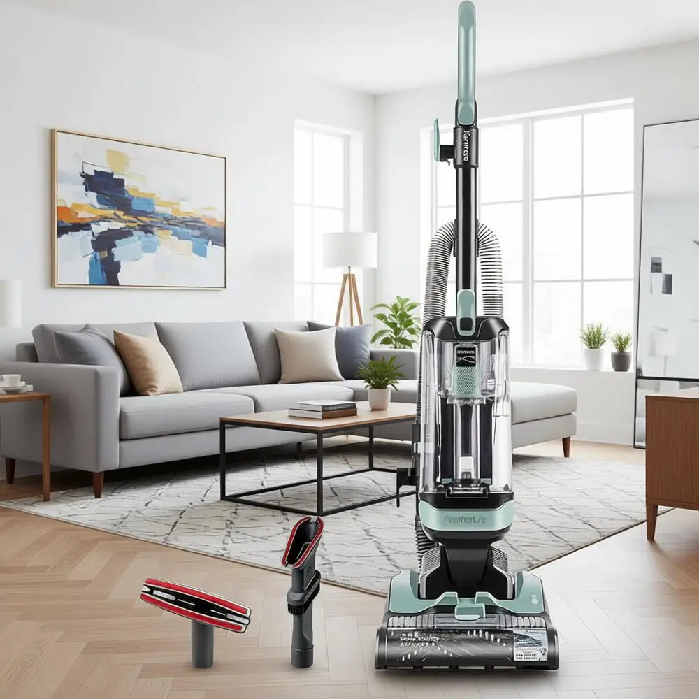Upright Vacuum Lightweight Carpet Cleaner with 4 Height Adjustment, Hair Eliminator Brushroll & 2 Cleaning Tools