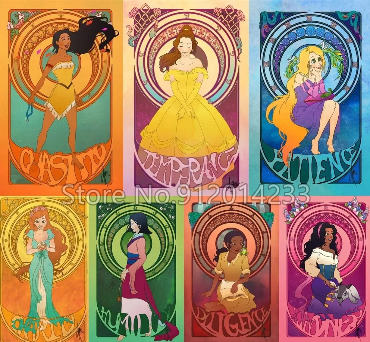 Cartoon Disney Princess Tarot Deck Metal Sign Art Poster Plaque Beautiful Decorative Plate Wall Decor Children's Room Girl Gift