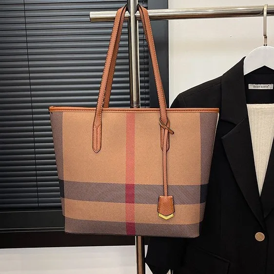 Torba typu tote w kratę, damska pojemna torba na ramię, teksturowana torba crossbody na dzień i na noc, torba sling, minimalistyczna torba z górnym uchwytem.