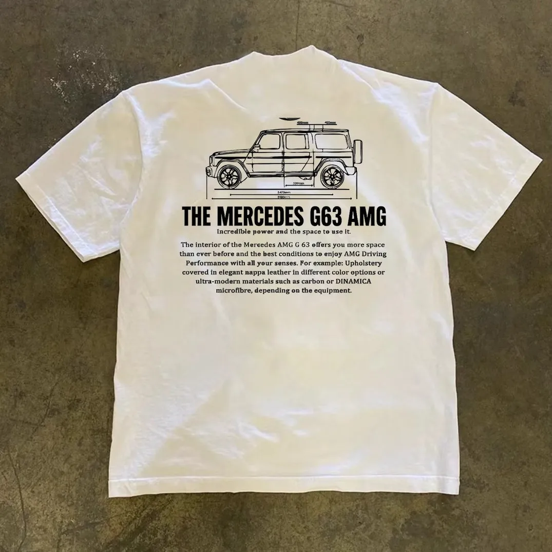 Car Enthusiast Mercedes G63 AMG Men Clothes Fashion Summer T-Shirts Streetwear 100% Cotton Loose Tops Breathable Tee