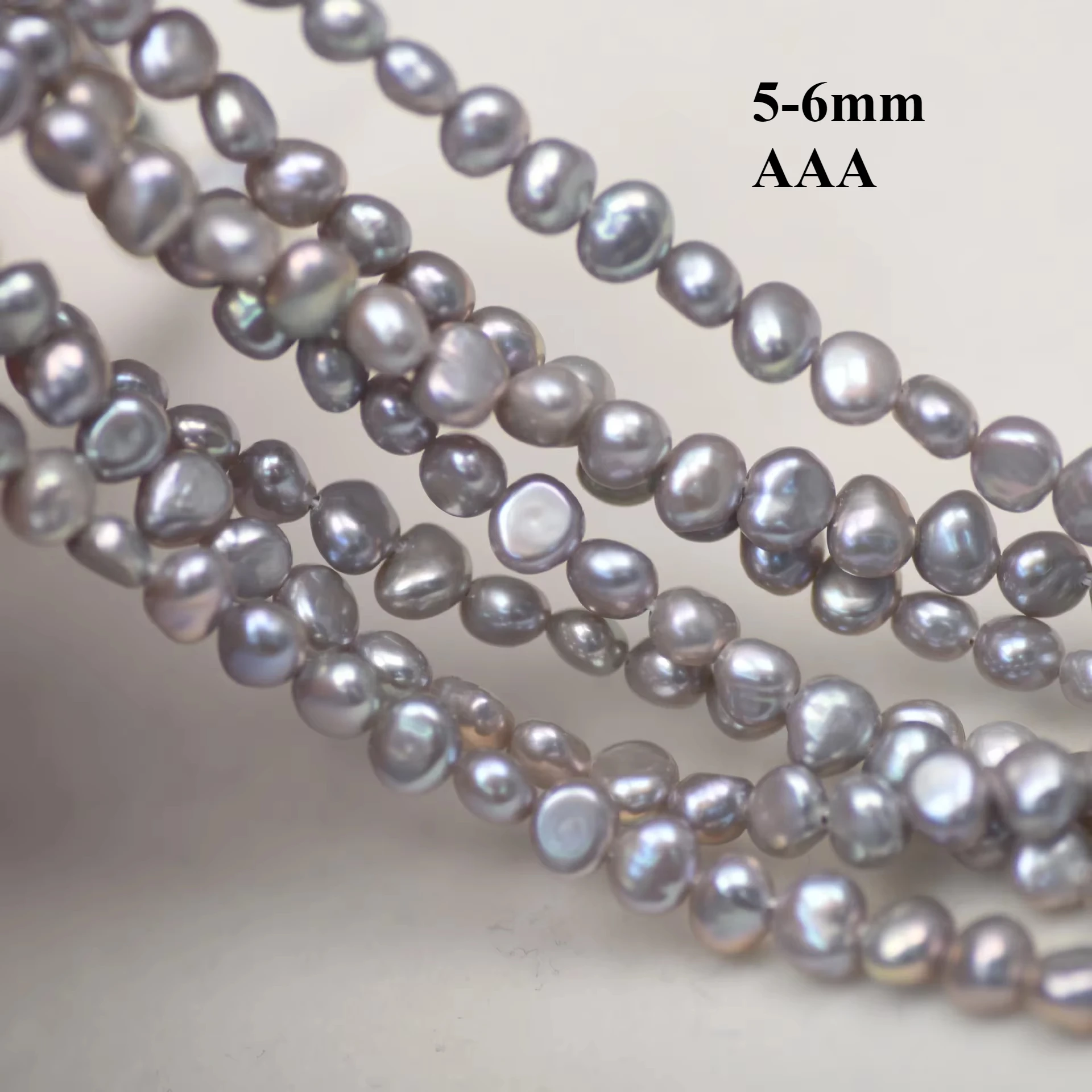 

5-6mm3A Radiant Beautiful Natural Freshwater Gray Irregular Pearl Loose Bead Gift Jewelry Make DIY Necklace Bracelet Accessories