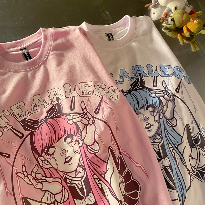 Pastel Goth T-shirt T Shirt for Women Girl Harajuku Tshirt Fairycore Clothes Pink Anime Graphic Gothic Fairy 2024