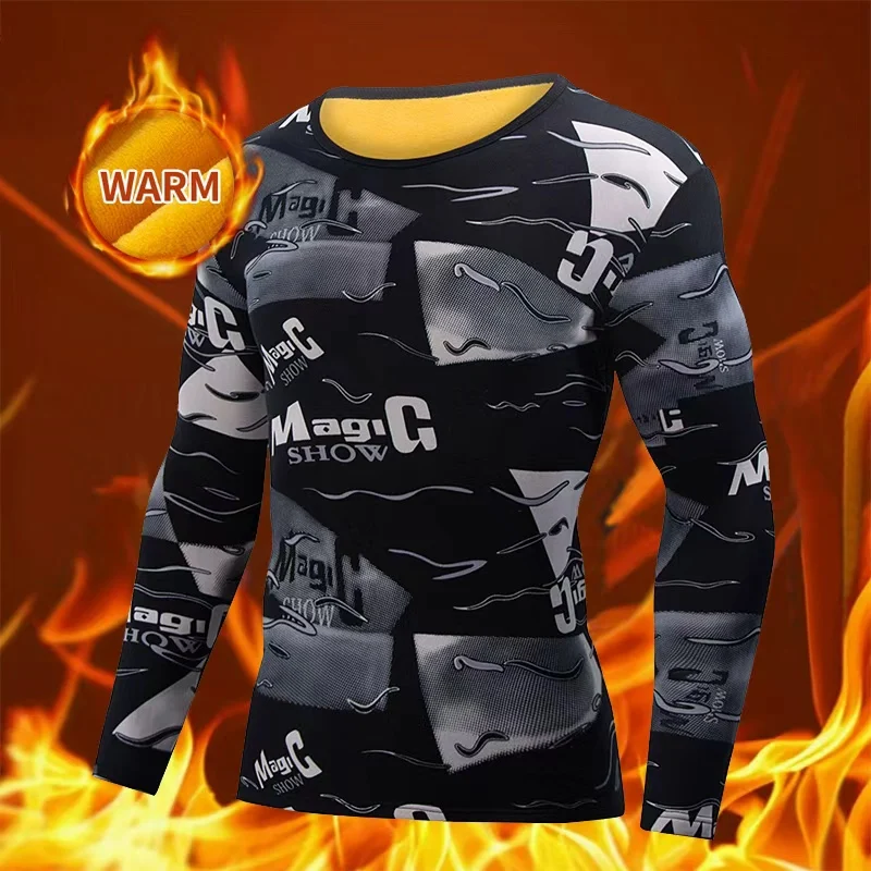 Herren Herbst und Winter Gold Samt dickes warmes Langarm-T-Shirt mit modischem Druck Plus Size Top Pyjamas mittleren Alters