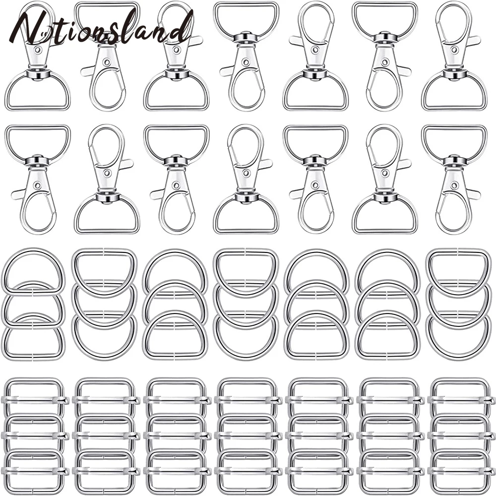 

56Pcs Swivel Clasps with D Rings and Slide Buckles Set D Keychain Rings Keychain For Handbag Backpack DIY Craft Accessories
