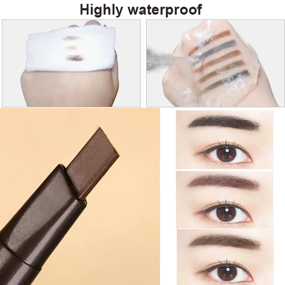 Lápis de sobrancelha com pincel de spoolie marrom escuro, Premium Eye Brow Longwearing for Perfect Brows, impermeável