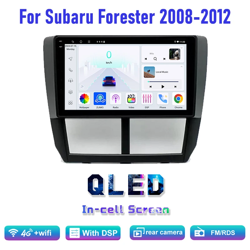 9'' Android 15 Car Stereo 2DIN For Subaru Forester 2008-2012 Carplay Android Auto GPS FM Radio Bluetooth Multimedia Player