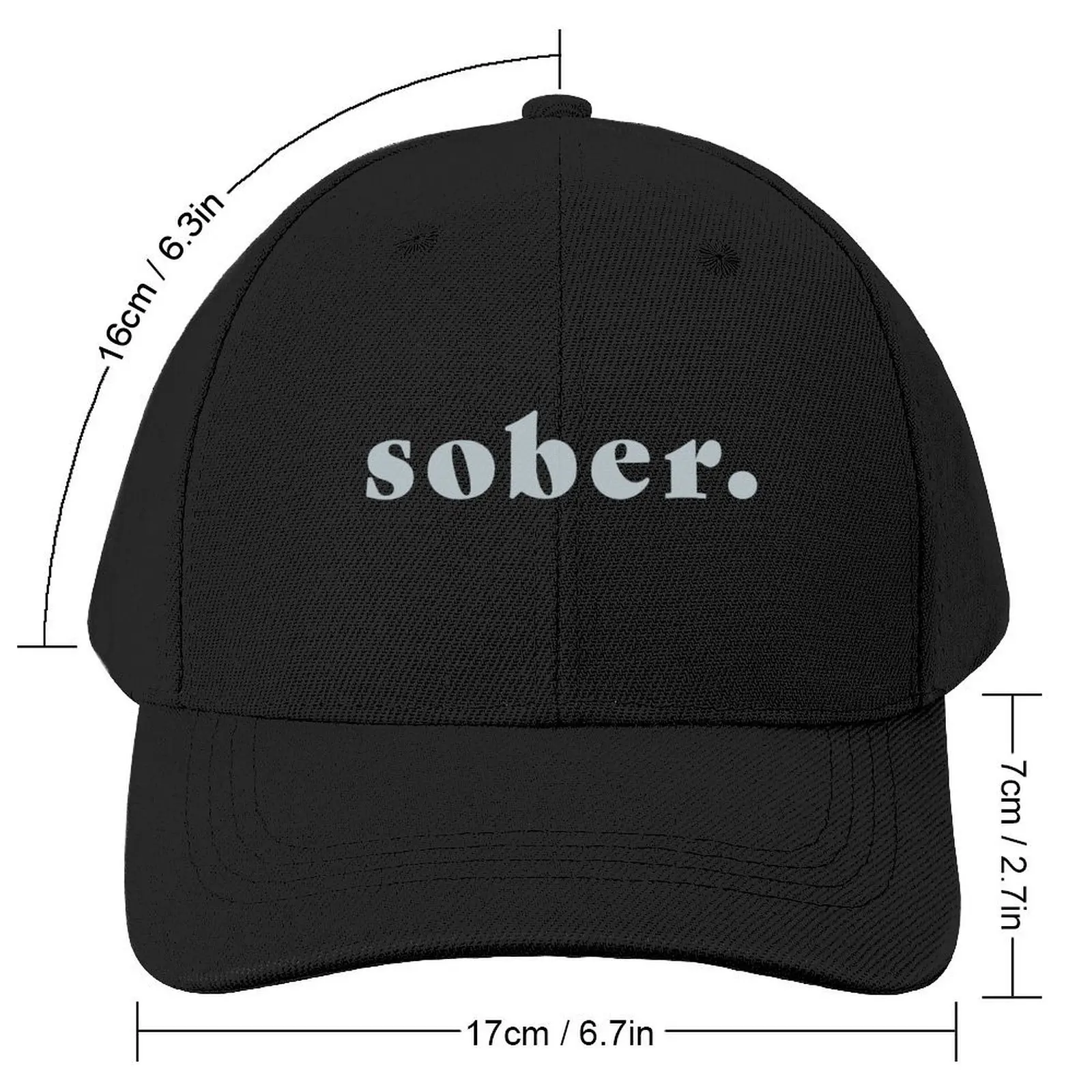 Sober Sobriety Typography Silver Text Letters Statement Baseball Cap Hood foam party Hat Mens Tennis Women's