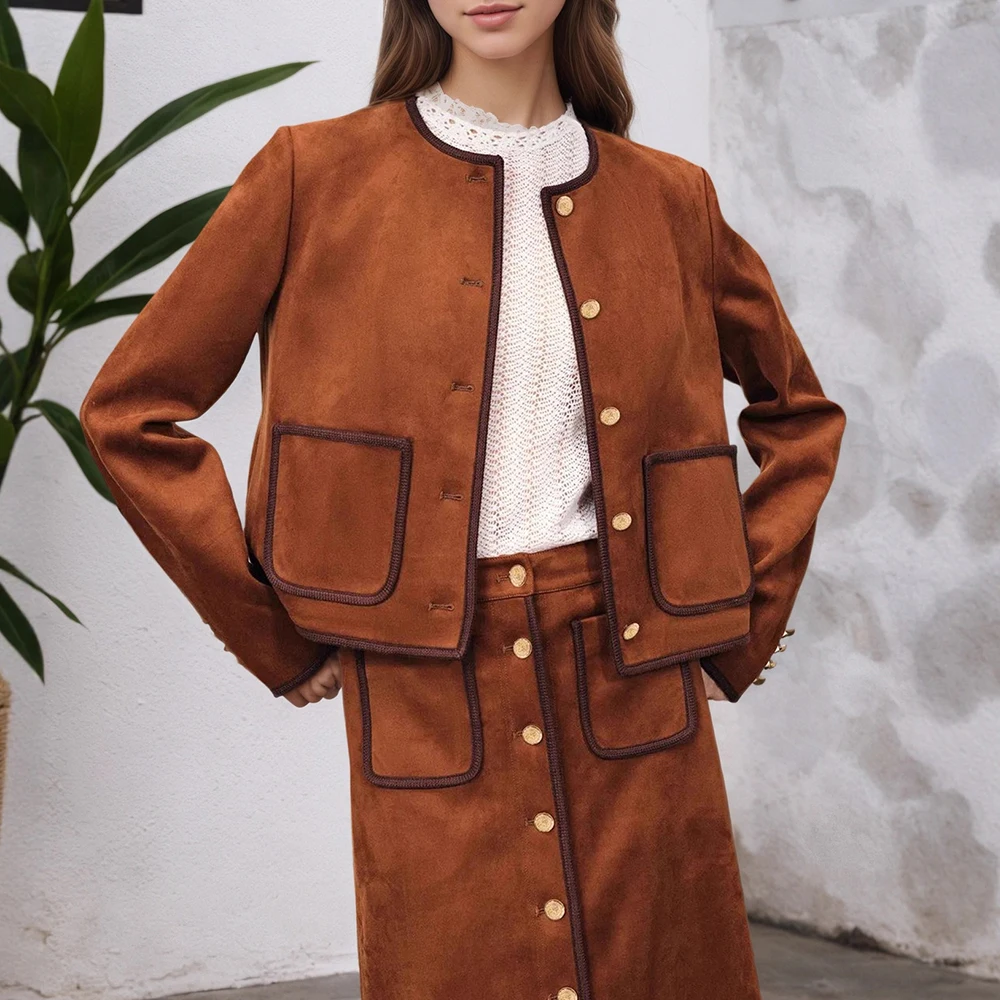 

Fashionable Short Sleeveless Jacket Autumn Winter Season Color Block Design Cuffed Simple Stylish Versatile Women's Top Coat