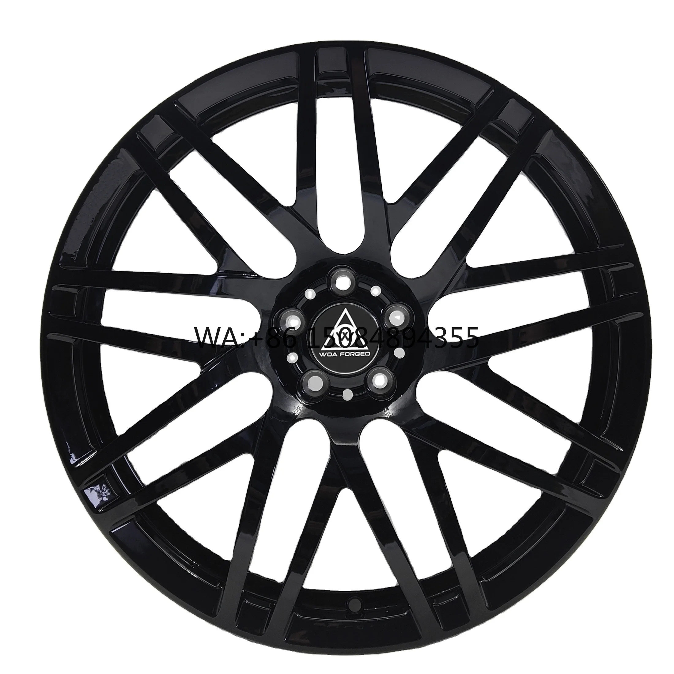 Gloss black multi-spoke forged alloy wheels, durable design for daily vehicle use