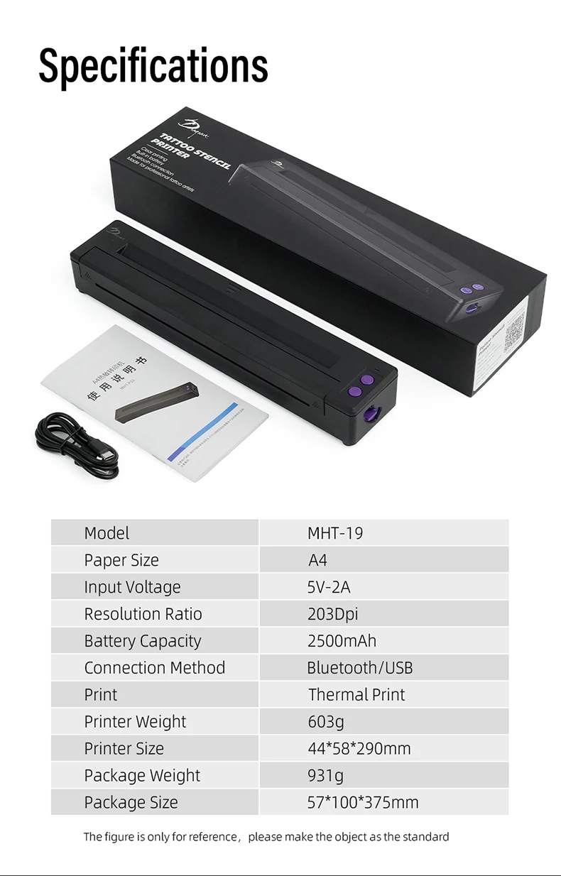 TAIDU P19 Tattoo Printer Portable Thermal Stencil Printer Bluetooth Printing Tattoo Printer Stencil Tattoo Equipment