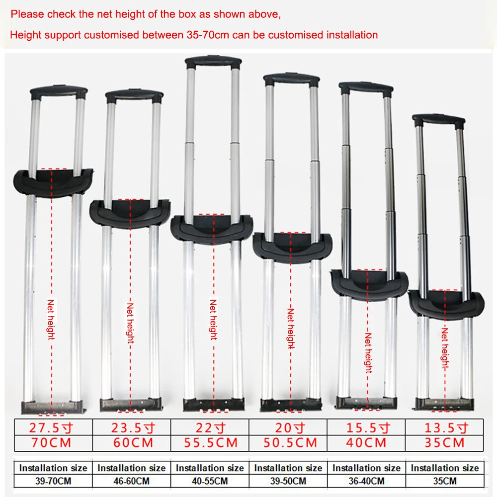 Telescópico Alumínio Mala e Bagagem Trolley, Pull Drag Handle, Saco de Peças e Acessórios, Melhorado Construído, Tie Rod Repair