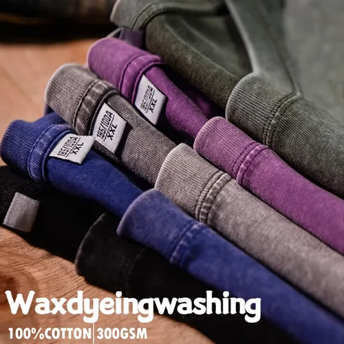 Imagen 2 del producto Camiseta pesada lavada Vintage de gran tamaño para hombre, camiseta Punk de Hip Hop callejero para mujer, Top informal de algodón de manga corta con lavado ácido Harajuku