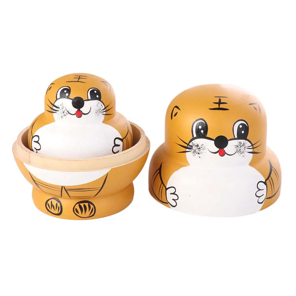 10-warstwowa Matrioszka Tygrys Rosyjska Układanka Drewniana Zwierzęta Wzór Tygrys Układanie Ręcznie Robione Kreskówkowe Matrioszki Prezent dla Dzieci