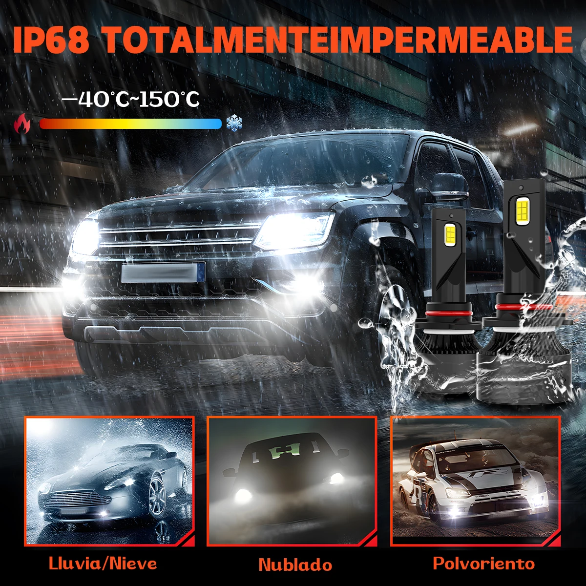 12V Mini Lâmpadas de farol LED 3000K 6000K EMC Anti Interferência Design compacto Fit H4 H13 9004 9007 880 881 H27 5202