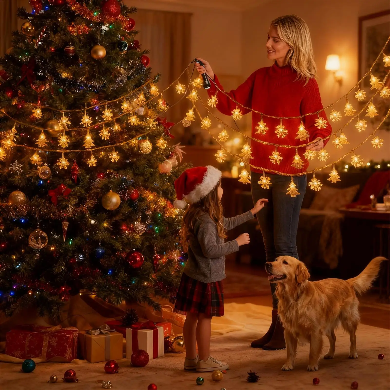 عيد الميلاد سلسلة أضواء مقاوم للماء 16Ft الجنية 50 LED سلسلة أضواء زينة عيد الميلاد للداخلية في الهواء الطلق حديقة ساحة فناء الشرفة #1