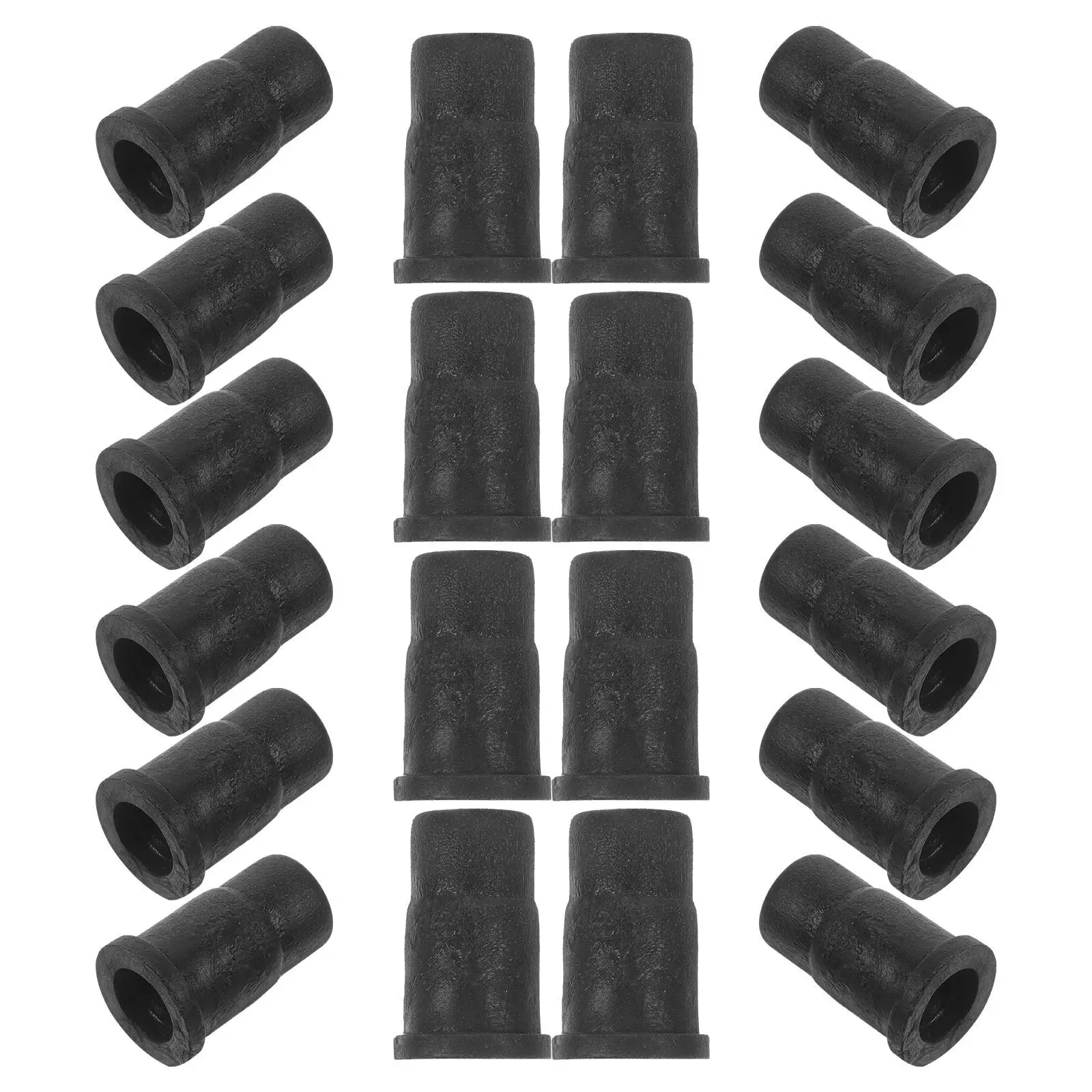 20 Pcs Ring Caster Rod Rubber Cap Swivel Black Socket Sleeve Round Inserts Abs Stem Sleeves