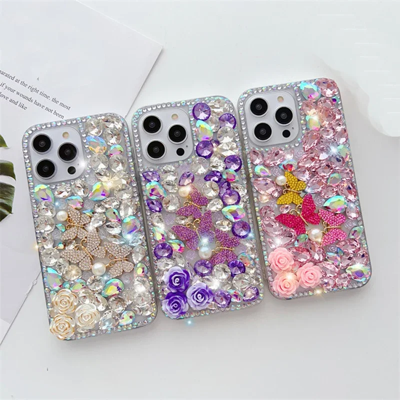 

for iPhone 17 Pro Max 17 Air 16 15 Pro Max 14 13 12 11 Pro Max 7 8 Plus SE Case Bling Diamond Phone Cover coque Rhinestone Cases