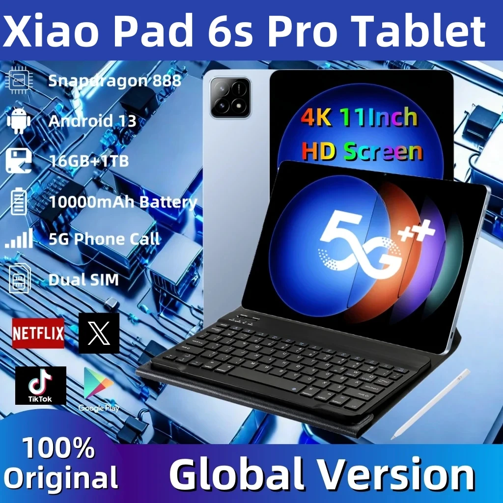 2024 globalne wydanie oryginalne Tablet Mini PC Pad 6S Pro Android 13 HD 4K ekran Snapdragon 888 SD karty WIFI 10000mAh(typ) tablety