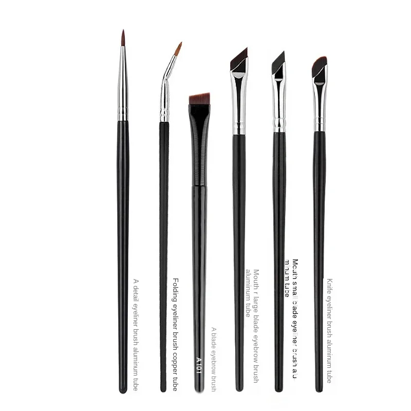 6 pinceaux pour eye-liner à angle ultra-fin – pinceaux de maquillage plats de précision pour sourcils et sous les yeux pour une application détaillée