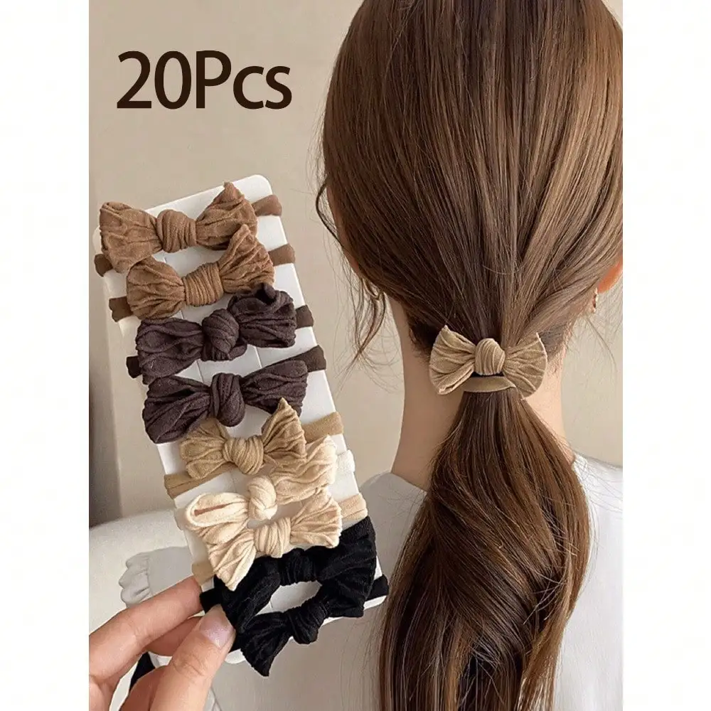 

5 шт. резинок для волос цвета кофе с бантом, повседневные минималистичные аксессуары для волос для женщин, для осени, путешествий, инструменты для укладки волос, аксессуары