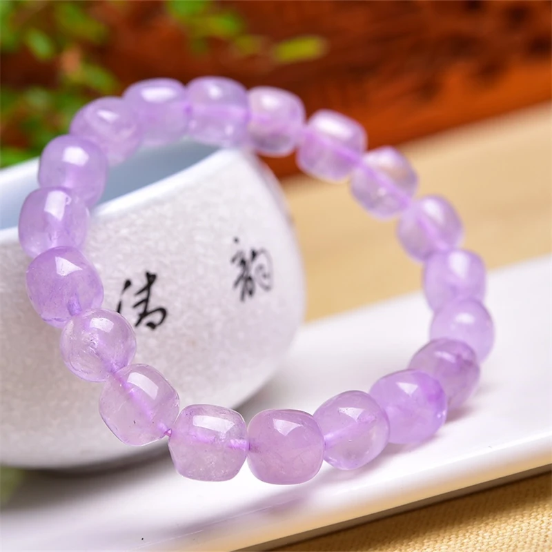 10MM Natural Lavender Amethyst Bucket Bead Bracelet Colorful Gemstone Bead Strings Fashion Beautifully Jewelry 1PCS