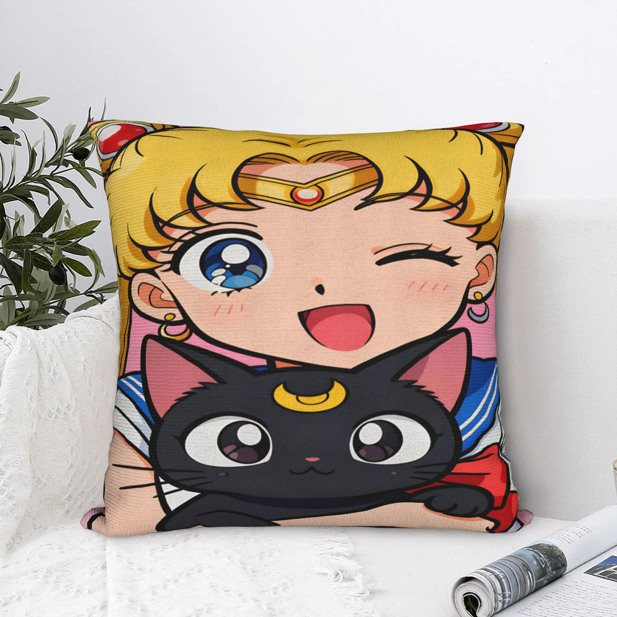 S-Sailor Moons Pillow Cover  Comfy Cushion Cover Kawaii Pillow Case For Living Room Sofa