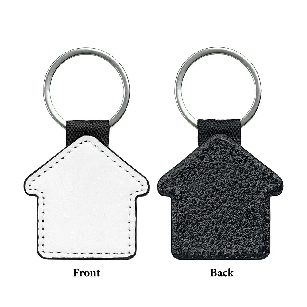 DIY Dye Sublimation Blanks Keychain PU Leather Rectangle Heat Transfer Keyring Creative Pebbled Grain