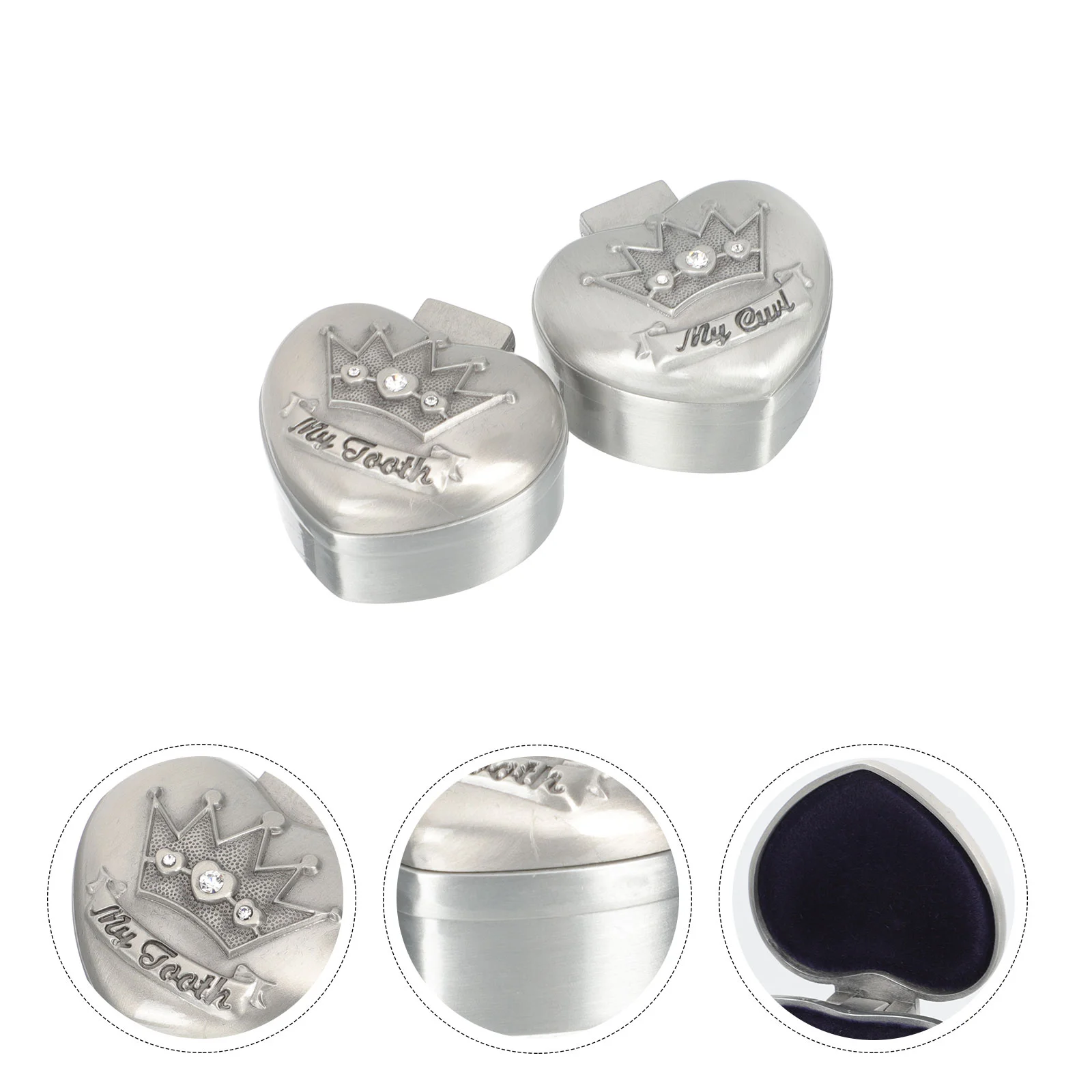 2 Pcs Gift Box Hair Newborn Girl Tooth Fairy Coin Zinc Alloy Baby Holder