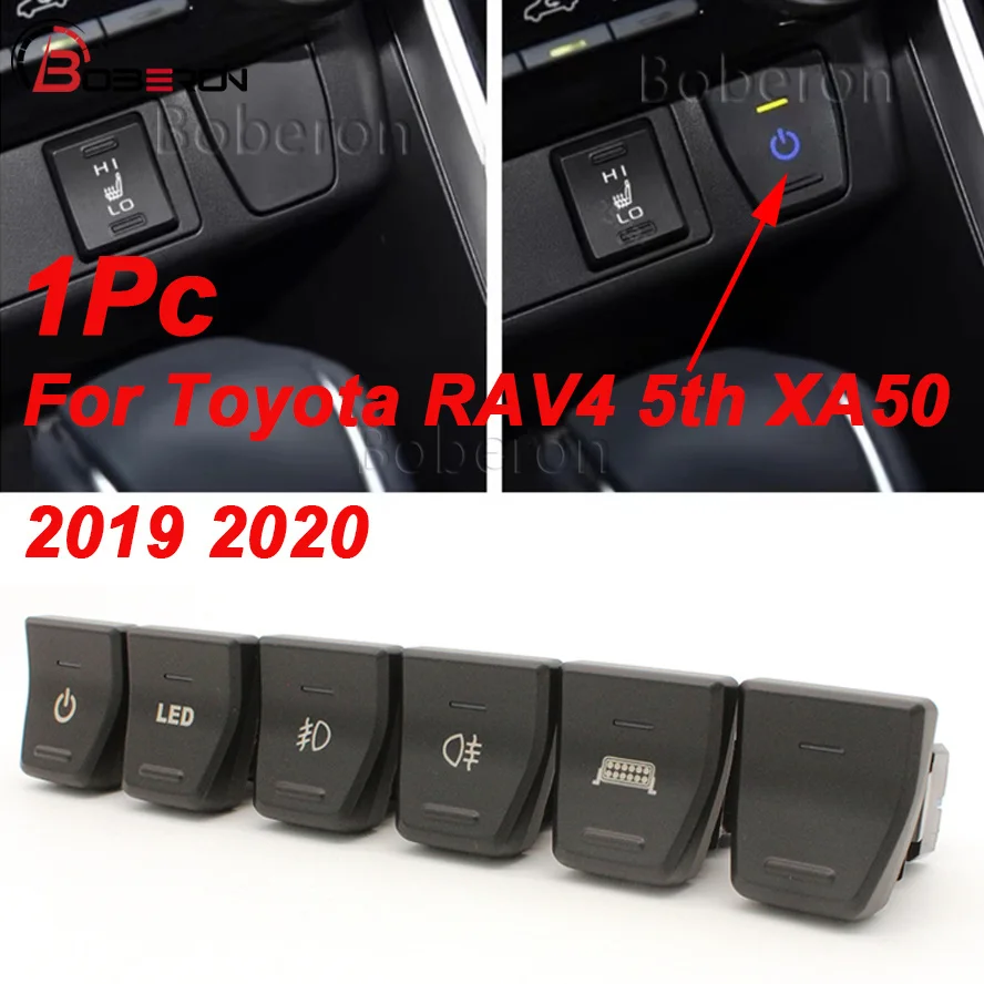 1Pc Car LED Work Light Bar Front Fog Light Rearview Mirror Heat Button Power On Off Switch For Toyota RAV4 5th XA50 2019 2020