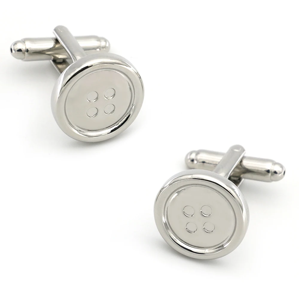 Men\'s Fashion Cufflinks Shirt Button Design Silver Color Quality Copper Cuff Links Wholesale&retail