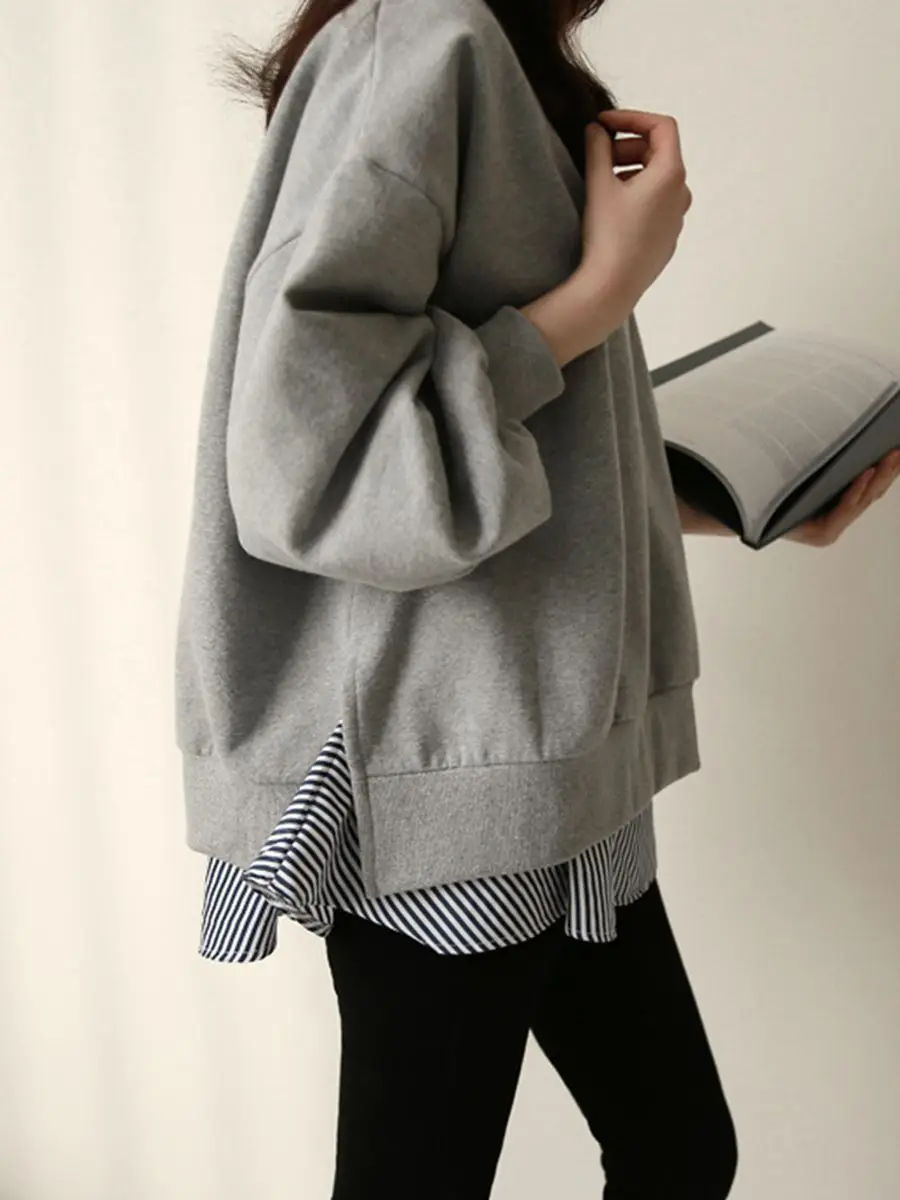 

Женский свободный комплект из двух предметов: худи с длинными рукавами и высоким воротником, утепленный, для многослойного ношения, зимний, уличный стиль, хлопковая подкладка