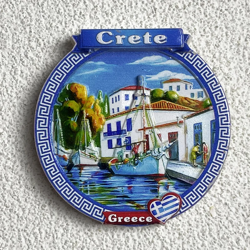 

Crete Greek Culture Creative Tourism Souvenirs, 3D Island Scenery Refrigerator Magnet, Office, Home Kitchen Decoration