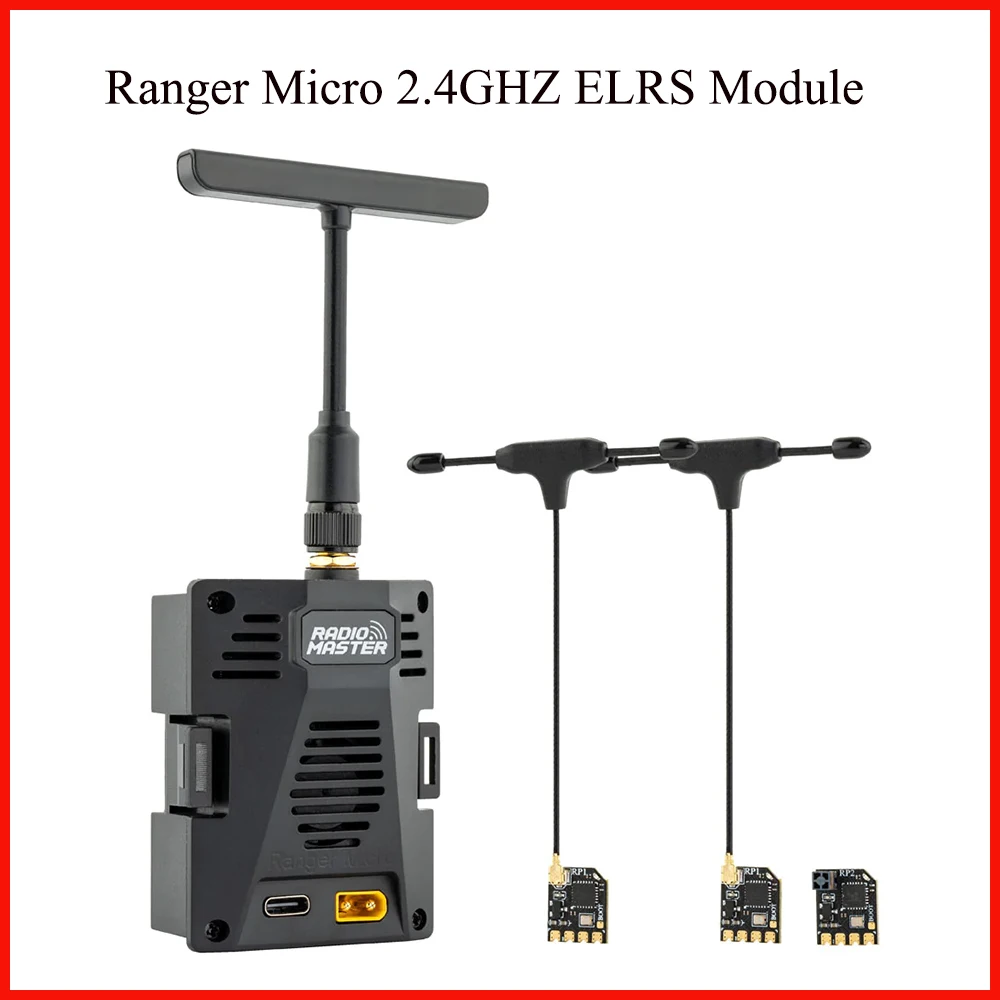 Radiomaster Ranger Micro 2.4GHZ ELRS Module for FPV Drone with F-1000Hz Refresh Rate Compatible TX16S/TX12 T Antenna Accessories