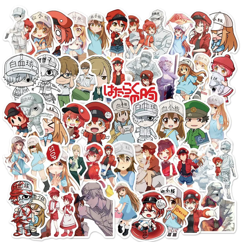 50/30/10PCS Red Blood Cell Platelet Popular Anime Peripheral Graffiti Suitcase Skateboard Helmet Notebook Sticker Waterproof