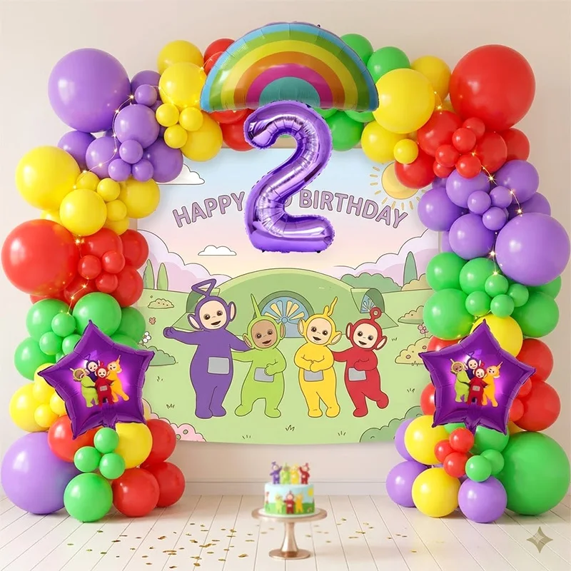 Teletubbies Cartoon Balloon Arch Bouquet Globos Baby Shower Kids Birthday Party Accessory Set