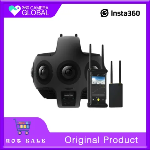 Insta360 타이탄 11K 울트라 HD 전문 파노라마 카메라, VR 손떨림 방지 8 렌즈 3D 카메라