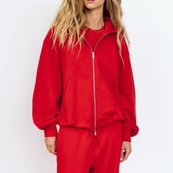 महिलाओं के लिए हाई वेस्ट वाइड लेग स्ट्रेट लेग पैंट ज़िपर के साथ लूज़ हुडी टू पीस सेट लॉन्ग स्वे कैज़ुअल स्पोर्ट्सवियर 8 best sales महिलाओं के ट्रैकसूट - №2