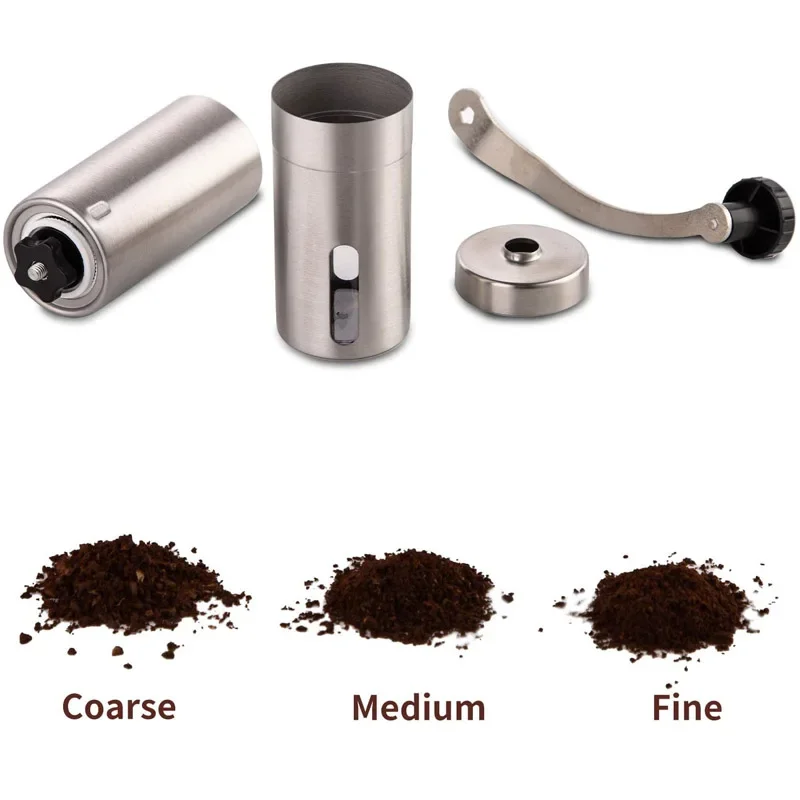 Kitchen Machines Manual Coffee Grinder Stainless Steel Conical Coffee Bean Grinder with Hand Crank and 18 Adjustable Settings