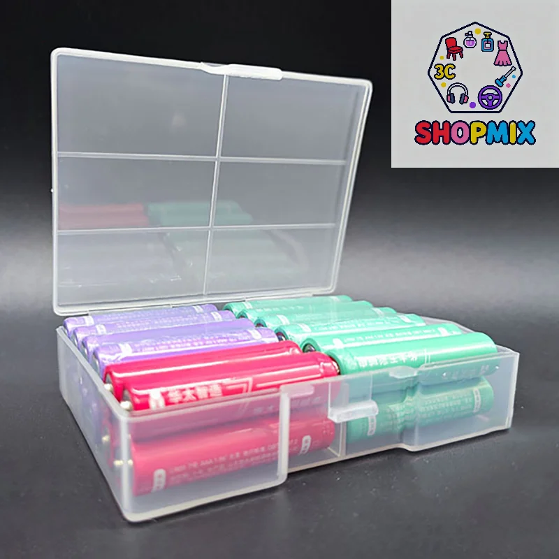 Transparent Battery Storage Box For 18650 Batteries Plastic Organizer With Hardware Accessories And Clear Divider With Cover,