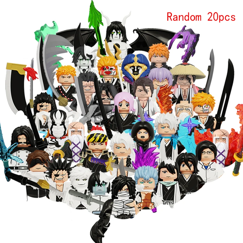

MOC Creative Shinigami Kurosaki Ichigo Kuchiki Rukia Doll Mini Anime Action Figures Building Blocks Bricks DIY Toys for KID gift