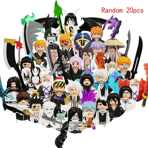 MOC creativo Shinigami Kurosaki Ichigo Kuchiki Rukia muñeca Mini Anime figuras de acción bloques de construcción DIY juguetes para regalo para niños