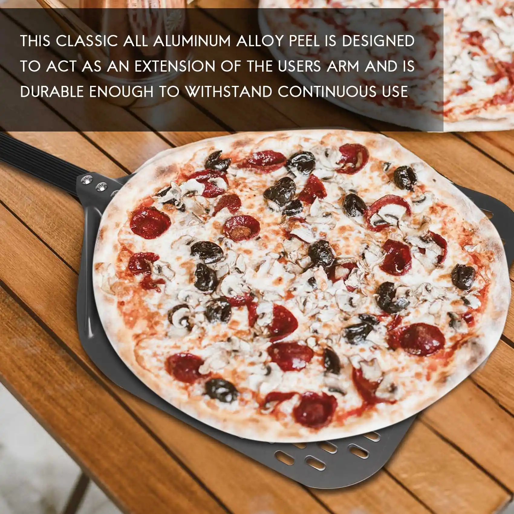 AEE6-Perforated Pizza Peel, 12 Inch Rectangular Pizza Peel Turning Pizza Peel Pizza Shovel For Baking Homemade Pizzas