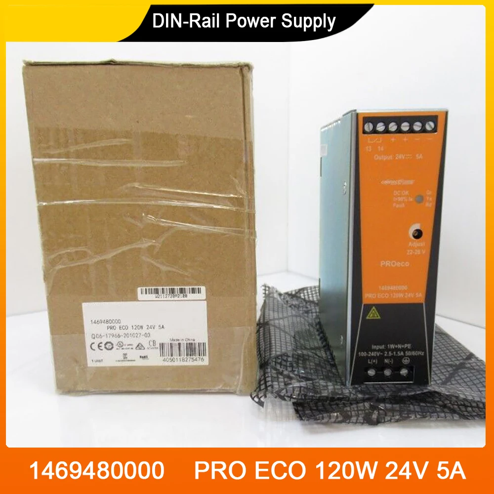 New 1469480000 PRO ECO 120W 24V 5A DIN-Rail Power Supply For Weidmuller