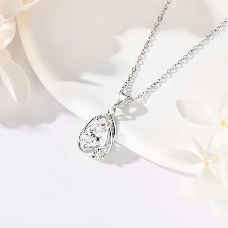 

Lnkry 7x10mm Pear Cut Moissanite Necklace Collar Plata 925 Sterling Silver Teardrop Pendant Necklace For Women Sparkling Jewelry