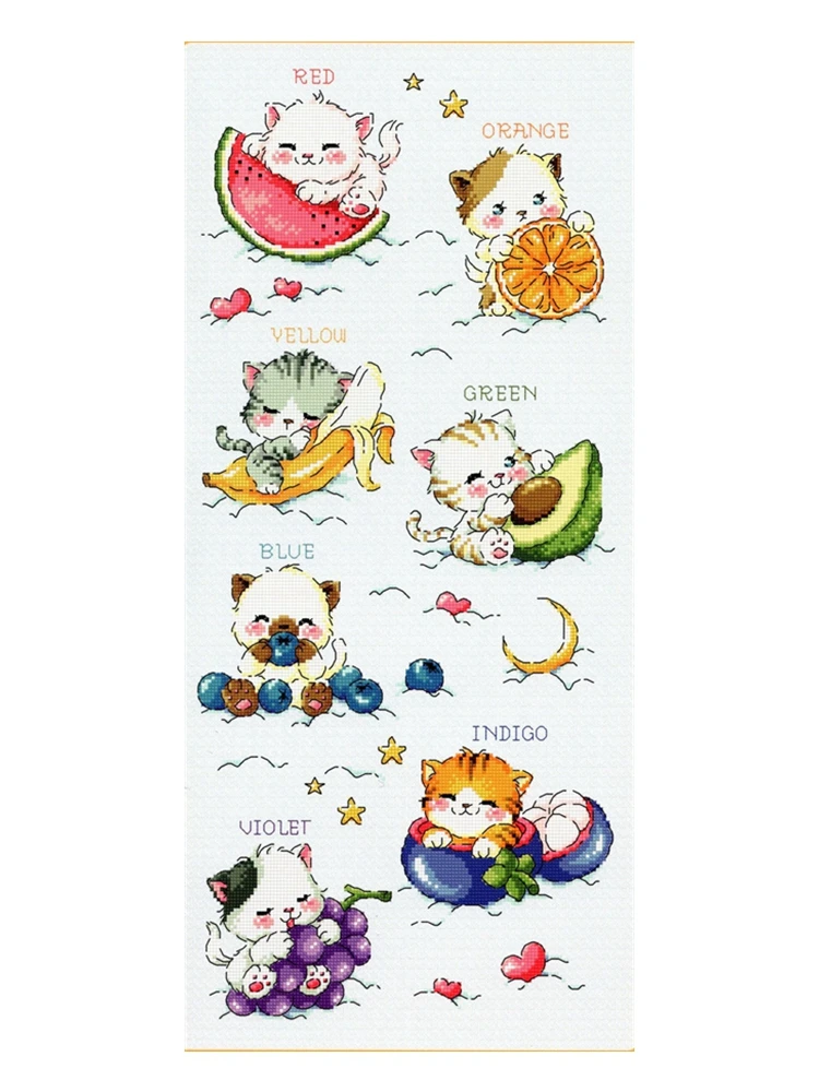 

The cross-stitch set of fruit cat cartoon 28ct, 18ct, 14ct and 11ct can be selected as printed fabric hand-embroidery material p