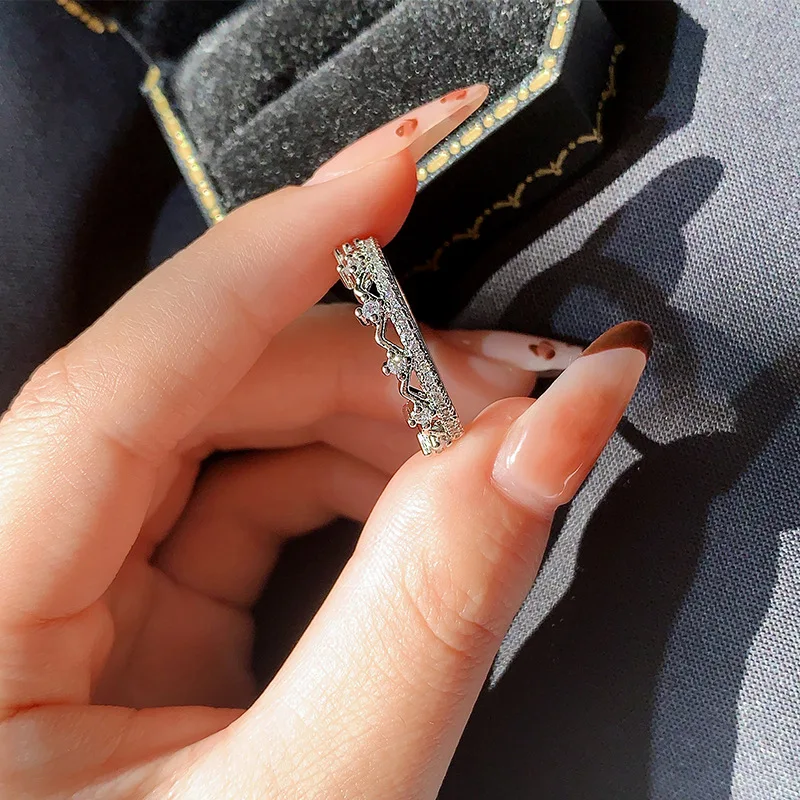 

Модное нишевое женское обручальное кольцо из серебра S925 с тонкими краями и короной